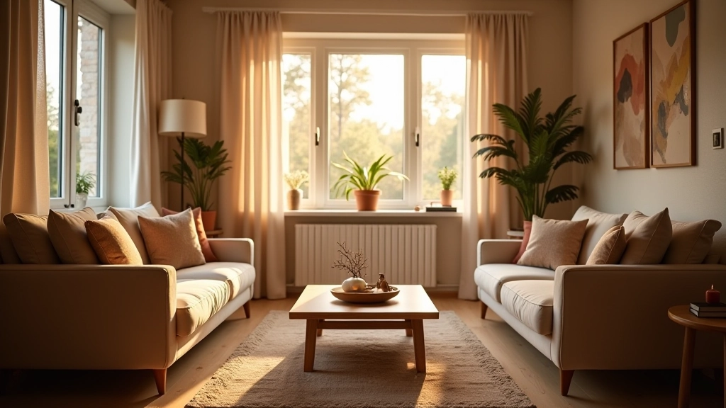 Warm and inviting living room with comfortable seating and natural lighting
