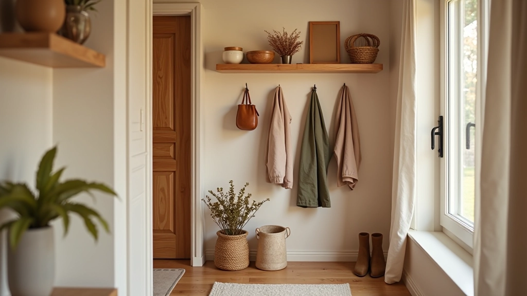 Entryway redesigned with welcoming storage solutions, soft lighting, and seasonal decor elements