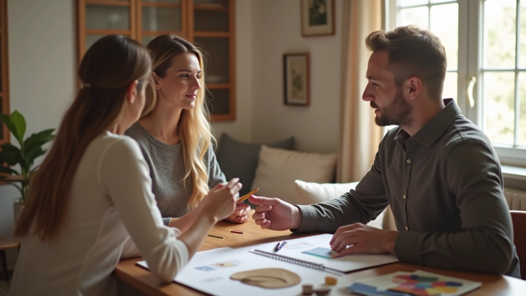 Home comfort consultation session showing before and after room styling
